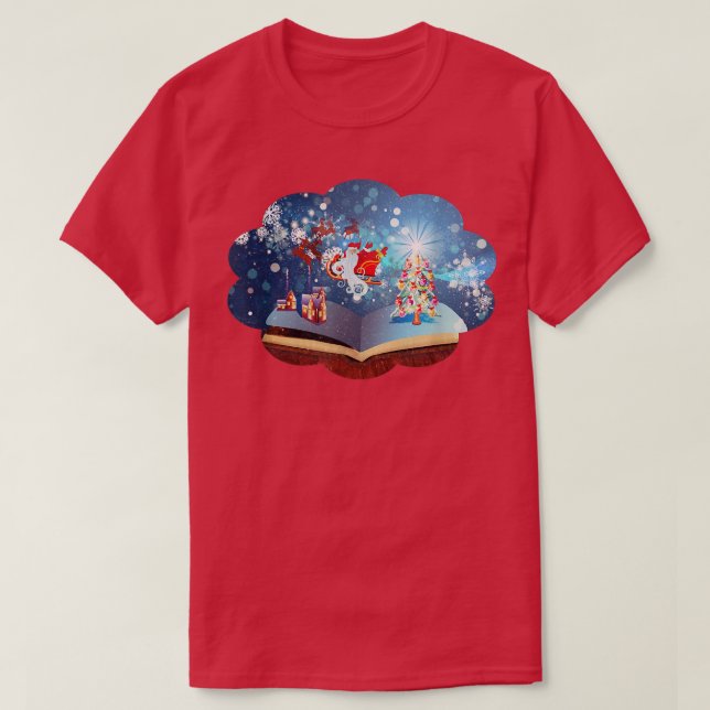 Camiseta Navidades de libros y hadas leyendo lector (Diseño del anverso)