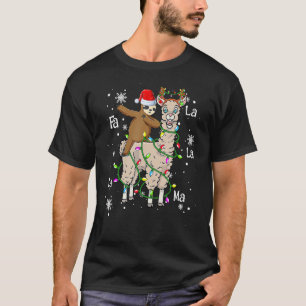 Camiseta Navidades de Llama de la cúpula Santa Sloth ilumin