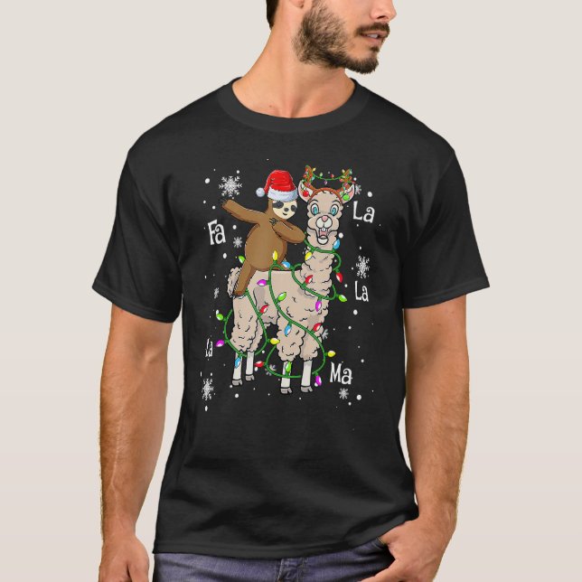 Camiseta Navidades de Llama de la cúpula Santa Sloth ilumin (Anverso)