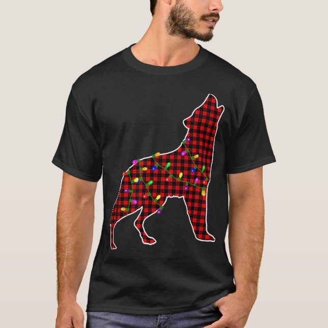 Camiseta Navidades de lobo de búfalo rojo en pijamas  (Anverso)