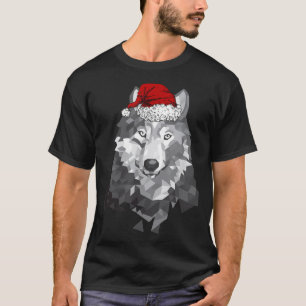 Camiseta Navidades de Lobo Gris Santa Hat Wolves Lover Merr