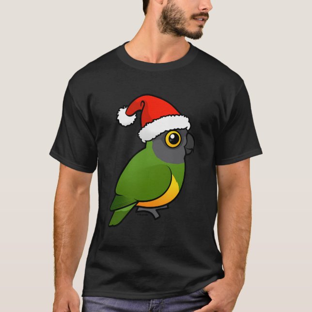 Camiseta Navidades de loro senegaleses entregan pájaro como (Anverso)