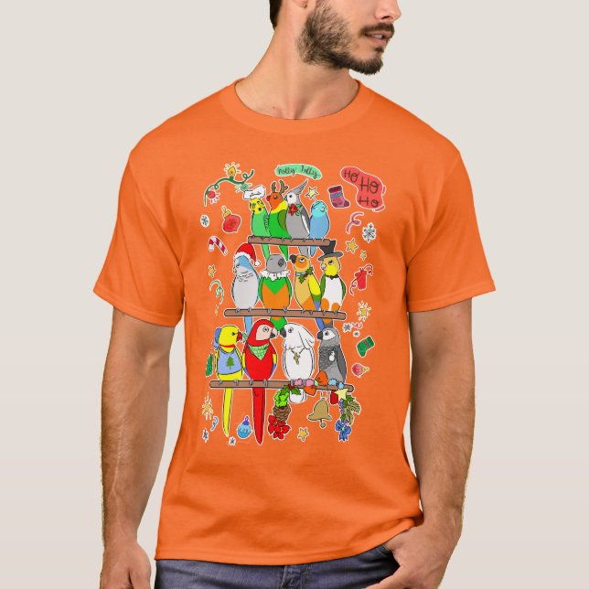 Camiseta Navidades de loros Holly Jolly (Anverso)