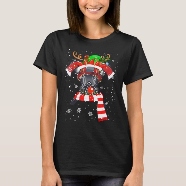 Camiseta Navidades de los renos del elfo bomberos contra in (Anverso)