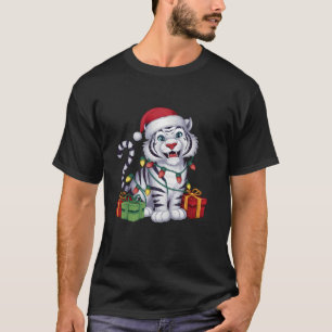Camiseta Navidades de los tigres blancos de Santa Hat ilumi