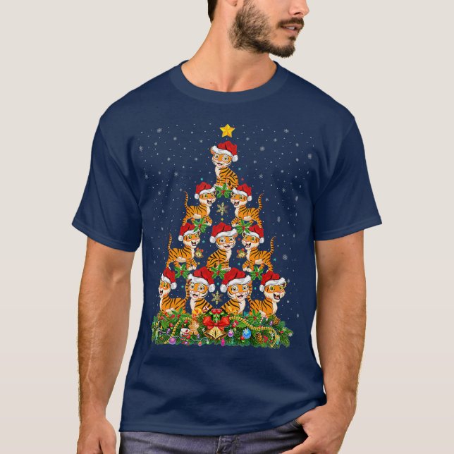 Camiseta Navidades de los tigres de los árboles de navidad  (Anverso)
