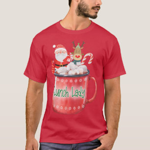 Camiseta Navidades de Lunch Lady Santa Claus Candy Cane Rud