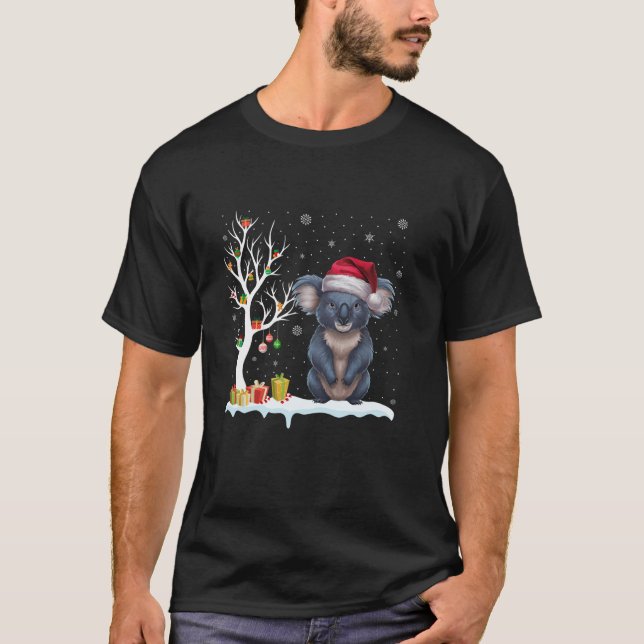 Camiseta Navidades de luz de árbol festivo de Koala Santa H (Anverso)