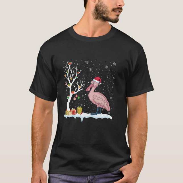Camiseta Navidades de luz de árbol festivo Spoonbill Santa  (Anverso)