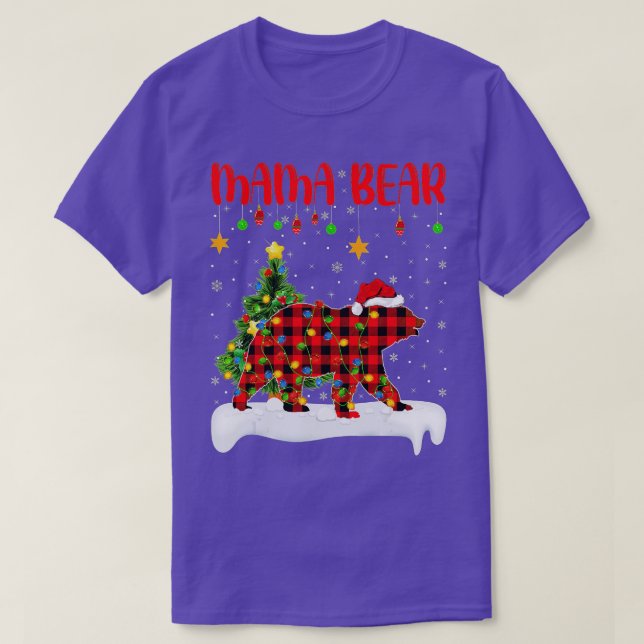 Camiseta Navidades de Mama Bear Plaid de la Familia Buffalo (Diseño del anverso)