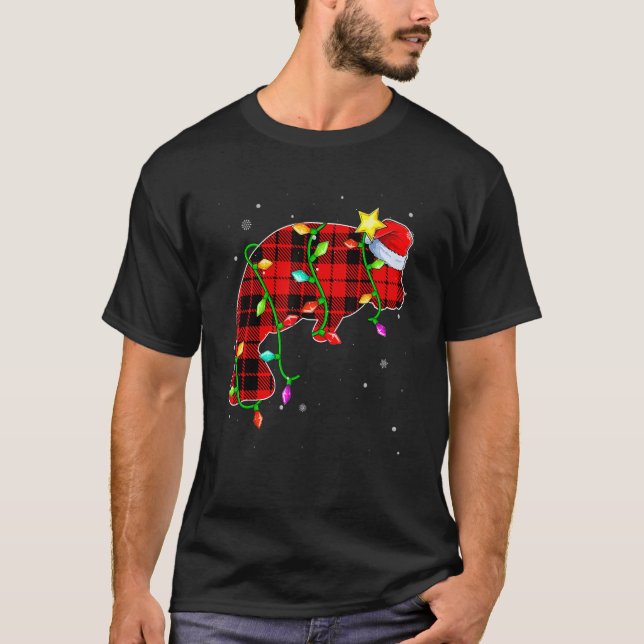 Camiseta Navidades de Manatí Santa Hat Xmas Luces de vacaci (Anverso)