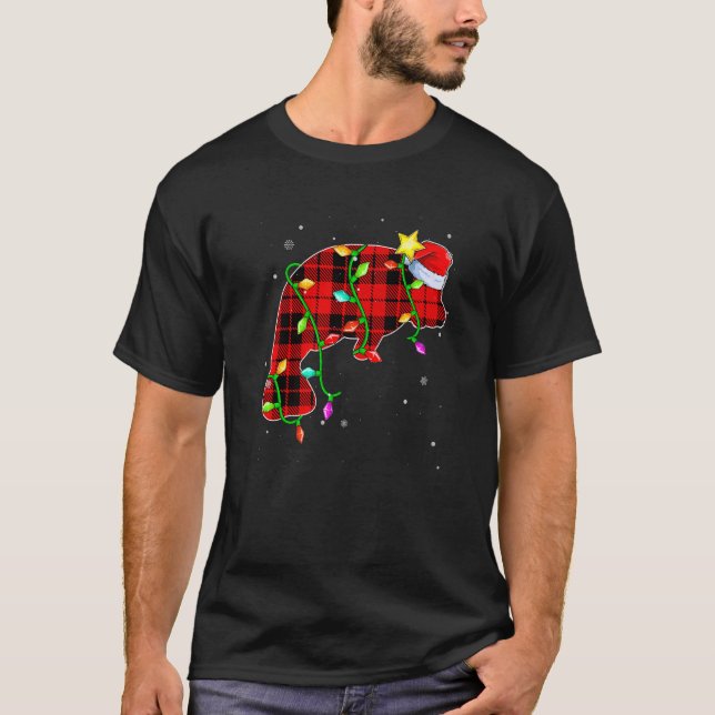 Camiseta Navidades de Manatí Santa Hat Xmas Luces de vacaci (Anverso)