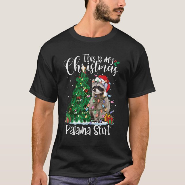 Camiseta Navidades de mapache iluminan racoon de Santa Xmas (Anverso)
