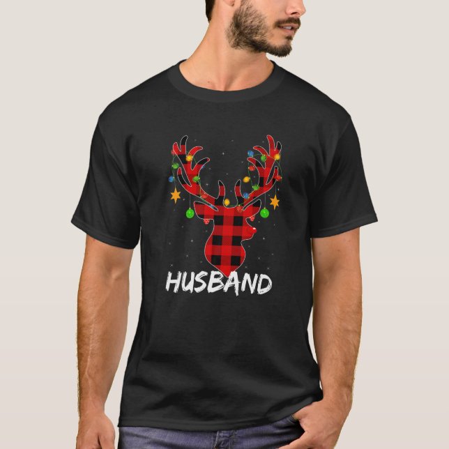Camiseta Navidades de maridos de renos con guarnición de bú (Anverso)