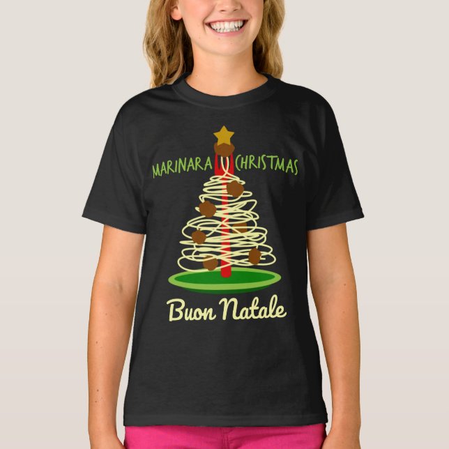 Camiseta Navidades de Marinara Buon Natale Spaghetti Tree (Anverso)
