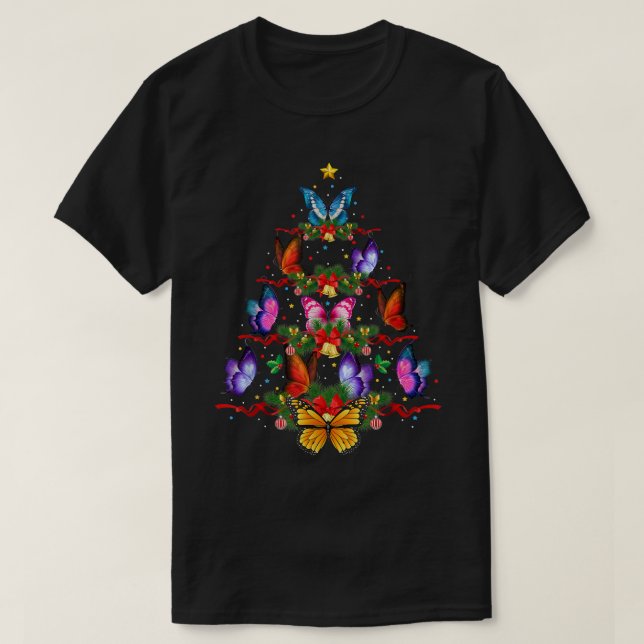 Camiseta Navidades de mariposas Butterfly Bird Lover Xmas (Diseño del anverso)