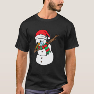 Camiseta Navidades de máscara facial Dab Snowman
