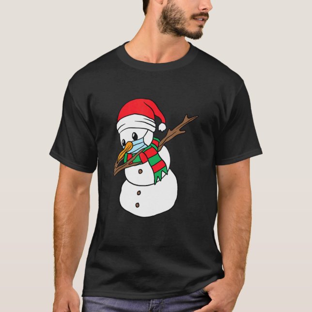Camiseta Navidades de máscara facial Dab Snowman (Anverso)