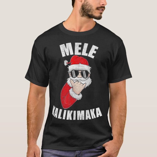 Camiseta Navidades de Mele kalikimaka Apuntan a Santa Claus (Anverso)