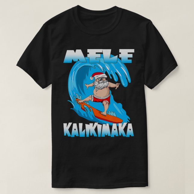 Camiseta Navidades De Mele Kalikimaka En Hawaii Santa Claus (Diseño del anverso)