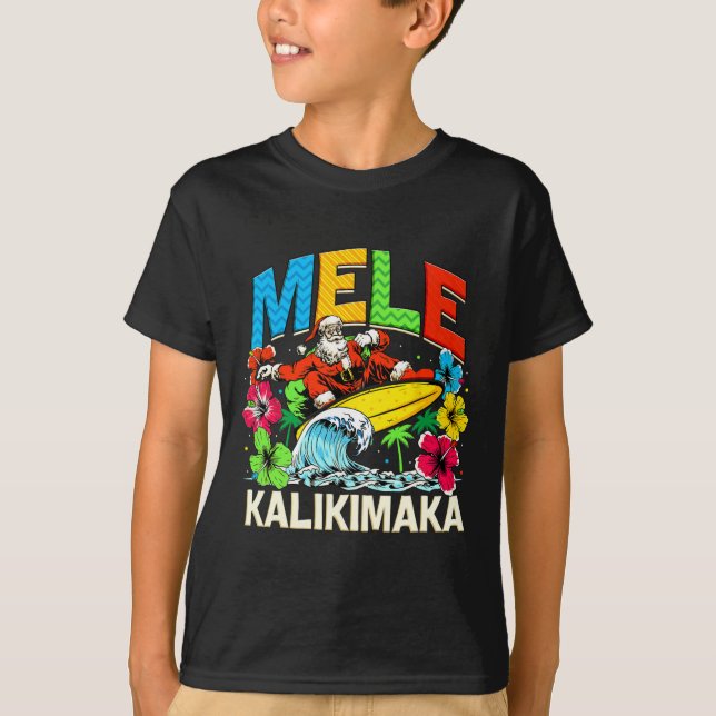 Camiseta Navidades de Mele Kalikimaka Navidad Santa Summer  (Anverso)