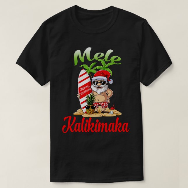 Camiseta Navidades de Mele Kalikimaka Santa Shaka Hawaii 9 (Diseño del anverso)