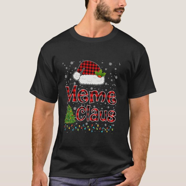 Camiseta Navidades de Meme Claus alumbran Navidad Pajama Fa (Anverso)