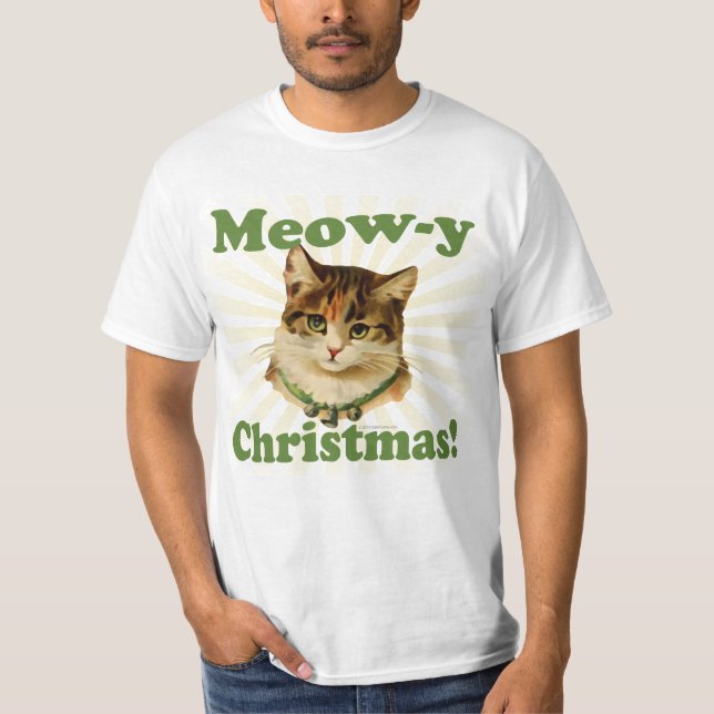 Camiseta Navidades de Meow-y, animal de felpudo de vacacion (Anverso)