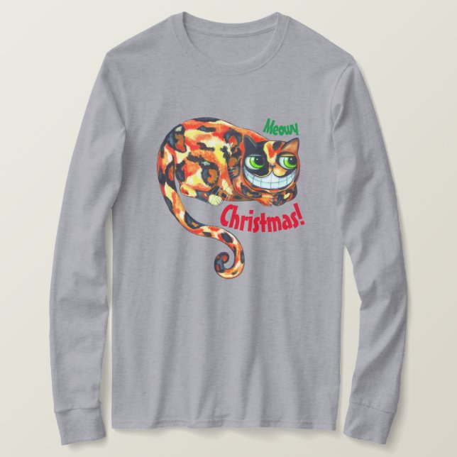 Camiseta Navidades de Meowy adoran deslumbrar los ojos gran (Anverso del diseño)