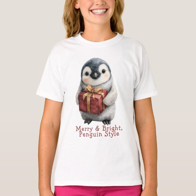 Camiseta Navidades de Merry & Bright Penguin (Anverso)
