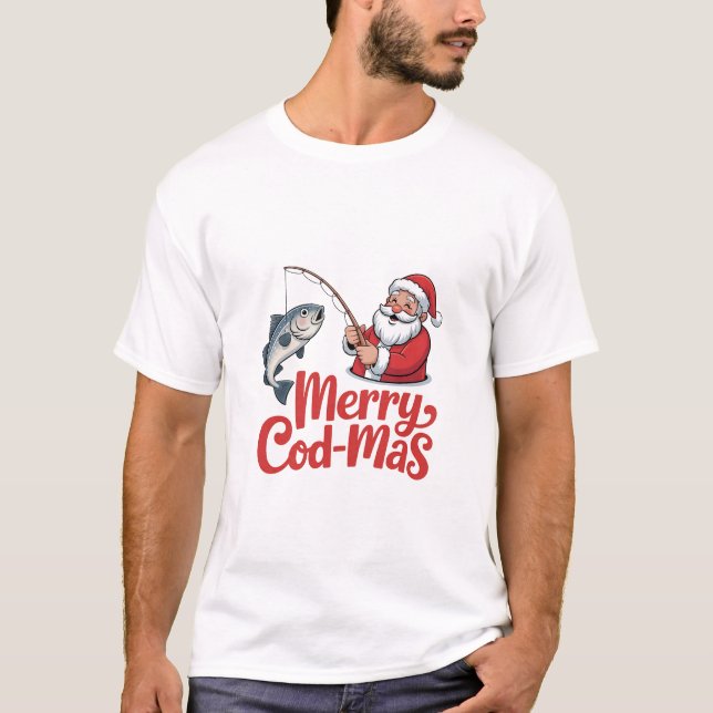 Camiseta Navidades de Merry Cod-Mas Santa Fishing (Anverso)