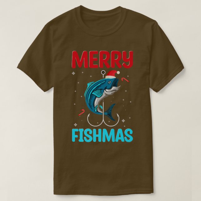 Camiseta Navidades de Merry Fishmas divertidos pescadores S (Diseño del anverso)
