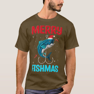 Camiseta Navidades de Merry Fishmas divertidos pescadores S