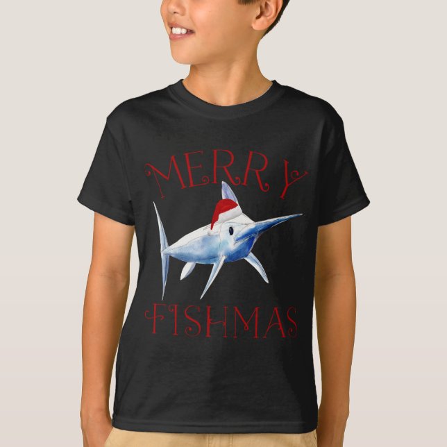 Camiseta Navidades de Merry Fishmas Marlin Santa Hat (Anverso)