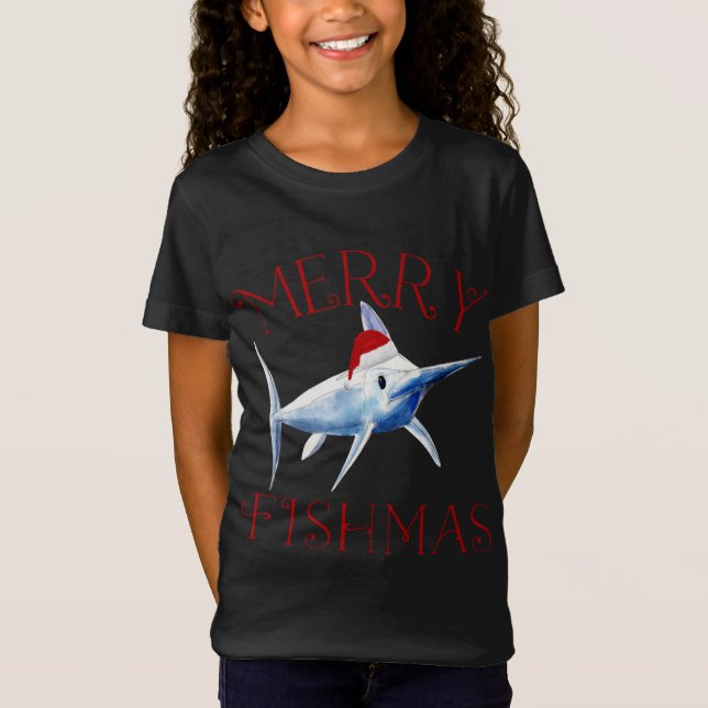 Camiseta Navidades de Merry Fishmas Marlin Santa Hat (Anverso)