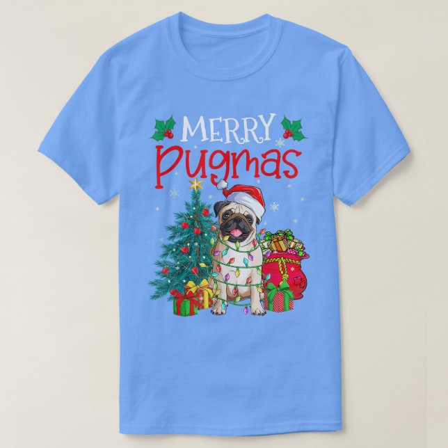 Camiseta Navidades de Merry Pugmas Perro divertido Santa Pu (Diseño del anverso)