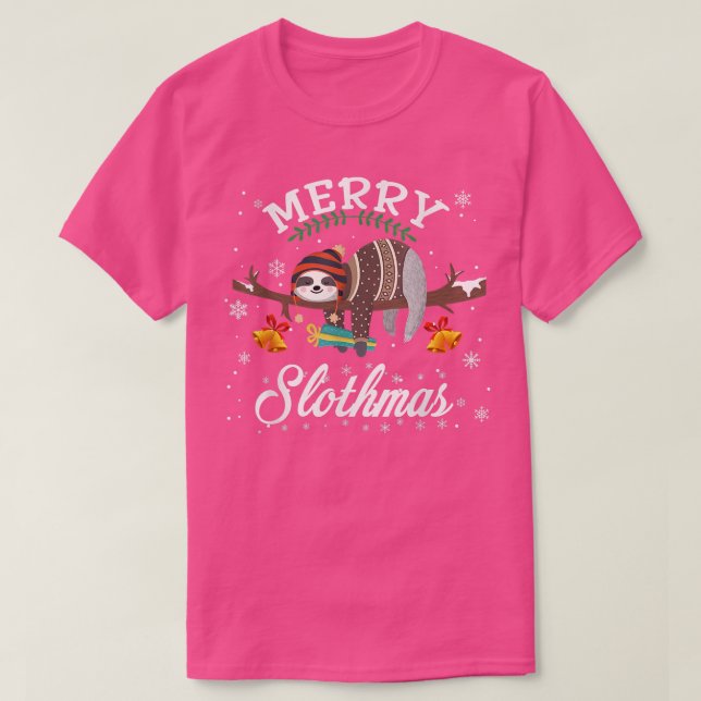 Camiseta Navidades de Merry Slothmas Slothmas Sloth Pajama  (Diseño del anverso)