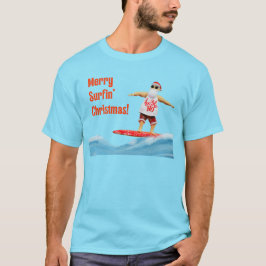 Camiseta Navidades de Merry Surfin Santa en Surfboard