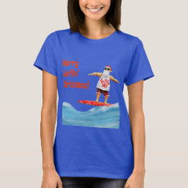 Camiseta Navidades de Merry Surfin Santa en Surfboard