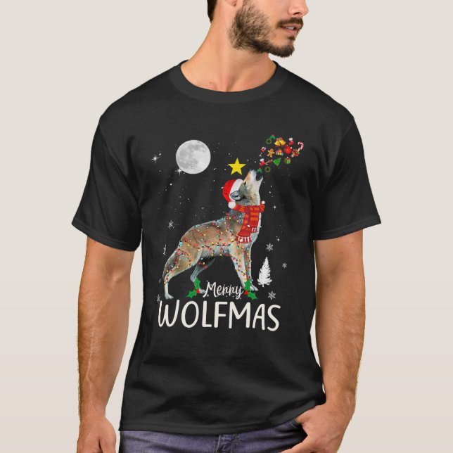 Camiseta Navidades de Merry Wolf Santa Hat Wolf (Anverso)