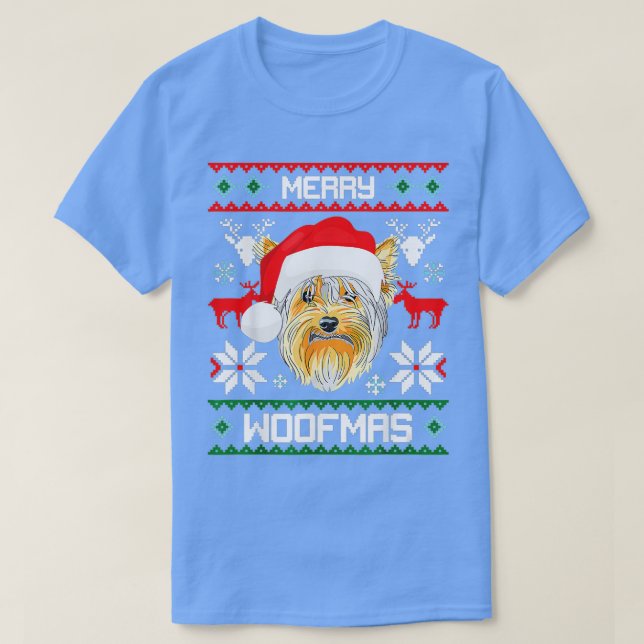 Camiseta Navidades de Merry Woofmas Perro venado Snowflakes (Diseño del anverso)