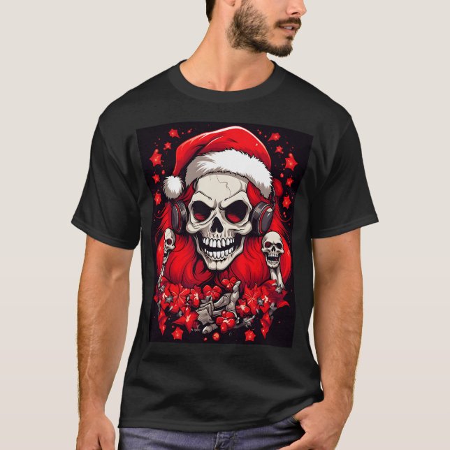 Camiseta Navidades de moda de vacaciones alternativas Skull (Anverso)