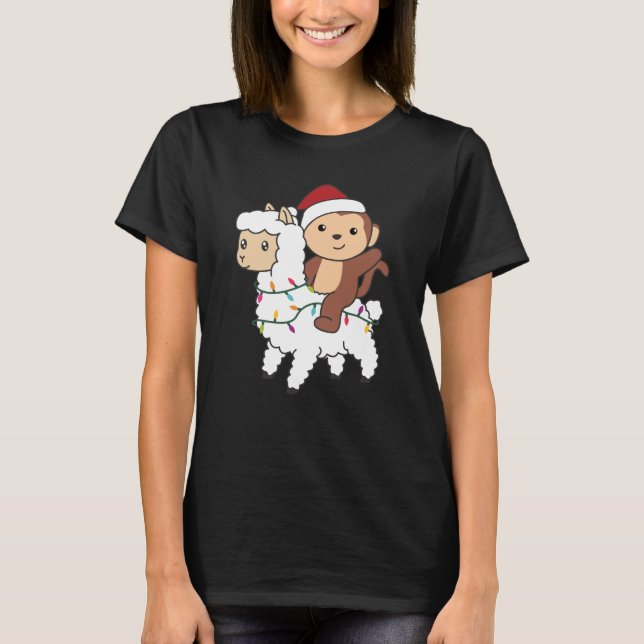 Camiseta Navidades de Monkey Lama Nieve Animales De Inviern (Anverso)