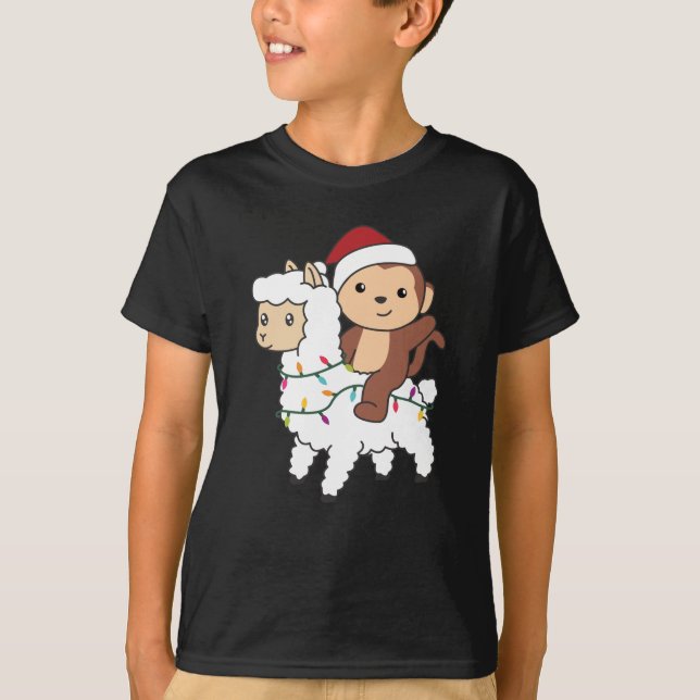 Camiseta Navidades de Monkey Lama Nieve Animales De Inviern (Anverso)