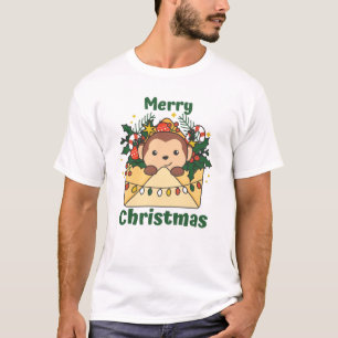 Camiseta Navidades de mono carta animales de invierno monos