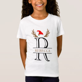 Camiseta Navidades de monograma divididos Letra R T-Shirt