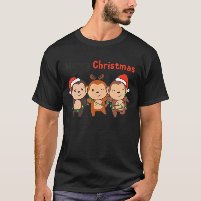 Camiseta Navidades de monos Árboles de Navidad animales ado (Anverso)