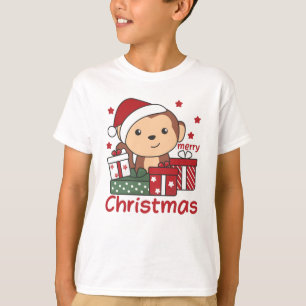 Camiseta Navidades de monos dan a los animales de invierno 