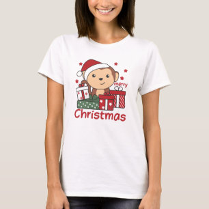 Camiseta Navidades de monos dan a los animales de invierno 