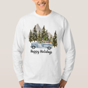 Camiseta Navidades de montaña con camiones, árboles y anima